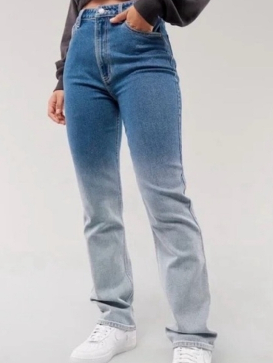 Hollister Denim - Hollister Two-Tone Ombre Blue Ultra High-Rise Stacked Vintage Straight Jeans